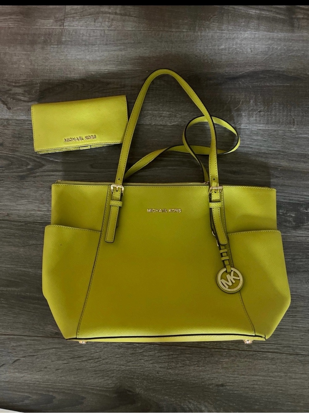 Michael Kors Yellow Saffiano Leather Tote with Wallet